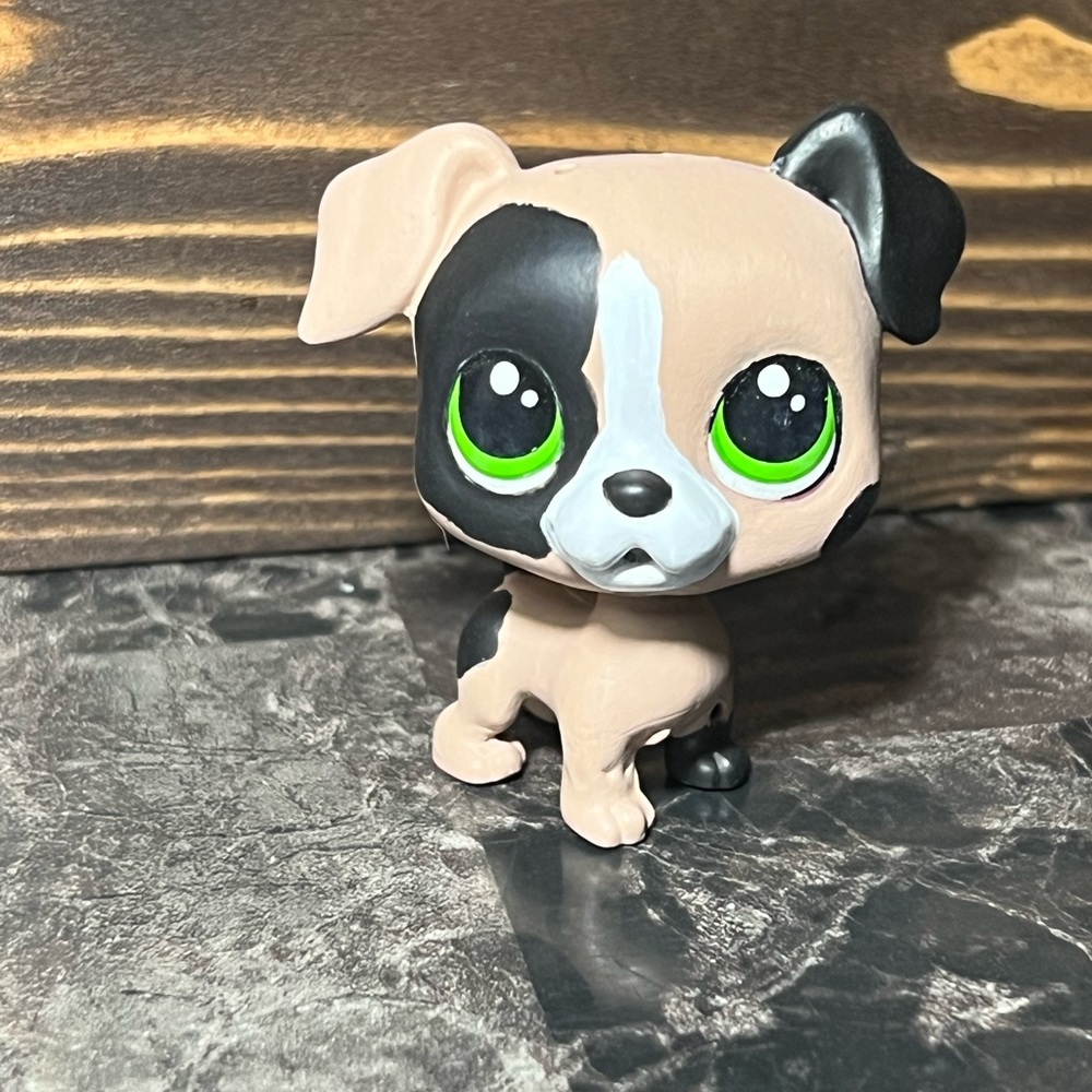 Littlest pet shop dog #129 calla boxton custom hand painted green eyes